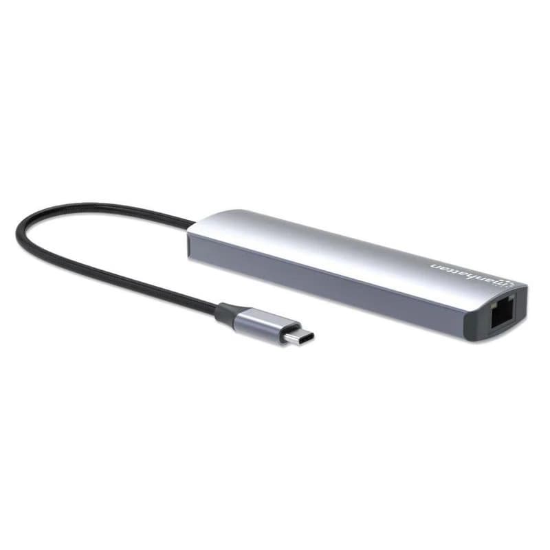 MANHATTAN Dokovacia stanica USB-C 6v1, 1xHDMI, 1xUSB-C, 3xUSB, 1xRJ45, sivá 2
