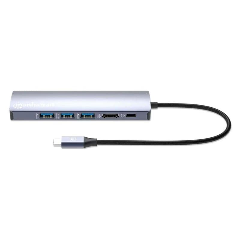 MANHATTAN Dokovacia stanica USB-C 6v1, 1xHDMI, 1xUSB-C, 3xUSB, 1xRJ45, sivá 3