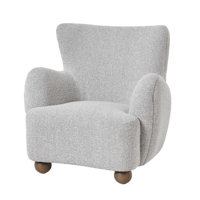 Estila Luxusné retro kreslo ušiak Nuyen so svetlým béžovo sivým poťahom a okrúhlymi drevenými hnedými nožičkami 96 cm 1
