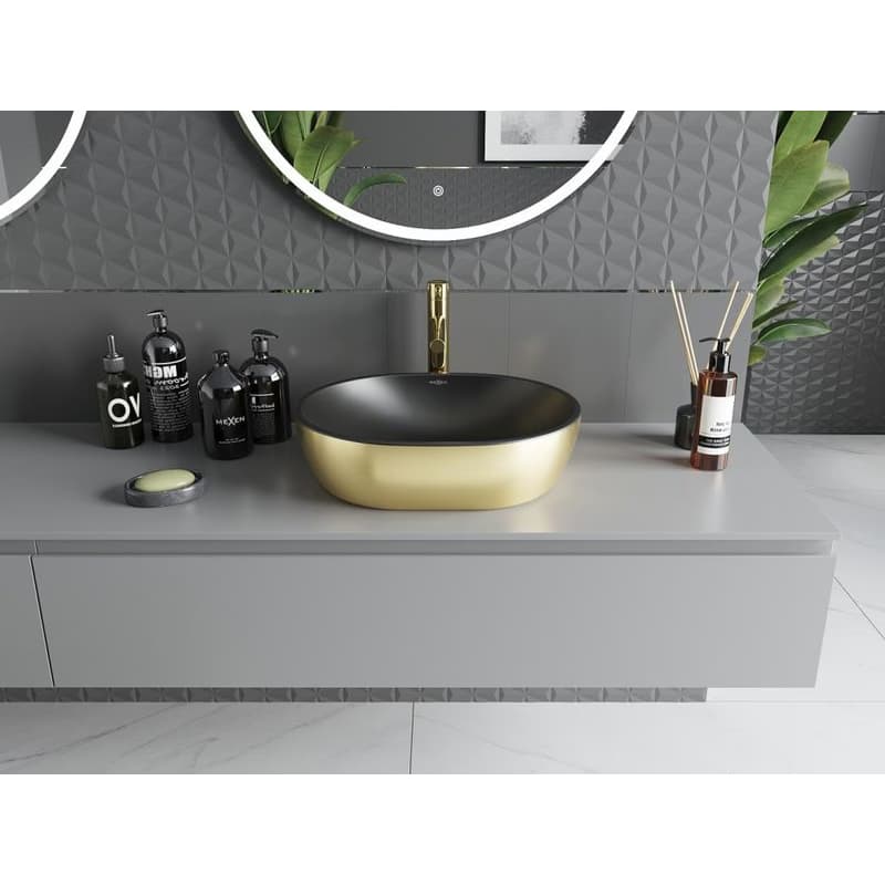 MEXEN - Viki umývadlo na dosku 48 x 35, čierna mat/zlatá 21054876 3