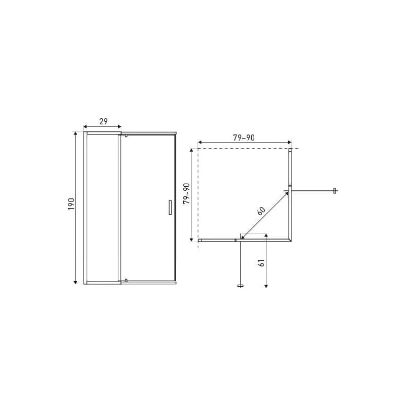 KERRA - Sprchovací kút Dunaj 2D 80-90x80-90 (bez vaničky) 5907548116420 2