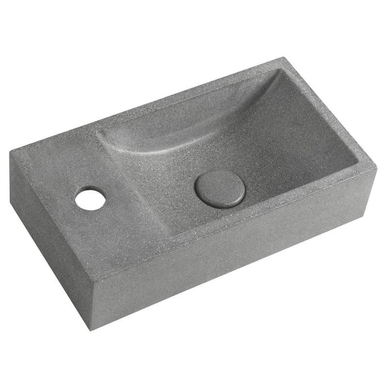 SAPHO - CREST L betónové umývadlo vrátane výpuste, 40x22cm, čierny granit AR403 1