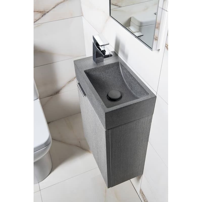 SAPHO - CREST L betónové umývadlo vrátane výpuste, 40x22cm, čierny granit AR403 3