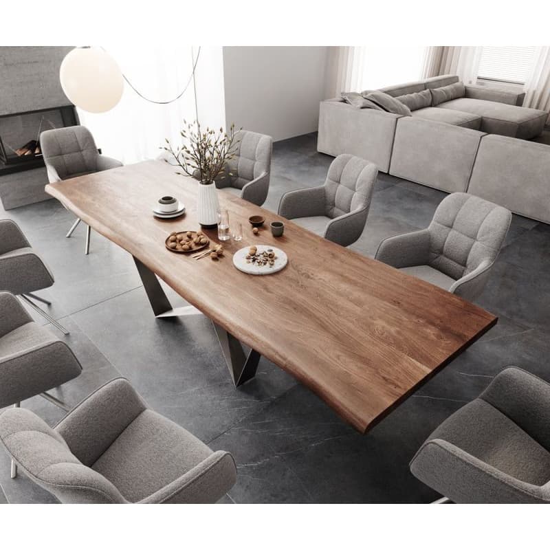 Jedálenský stôl Edge 300x100 XL akácia hnedá Spider plochá oceľ 4