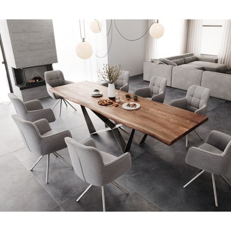 Jedálenský stôl Edge 300x100 XL akácia hnedá Spider plochá oceľ 6