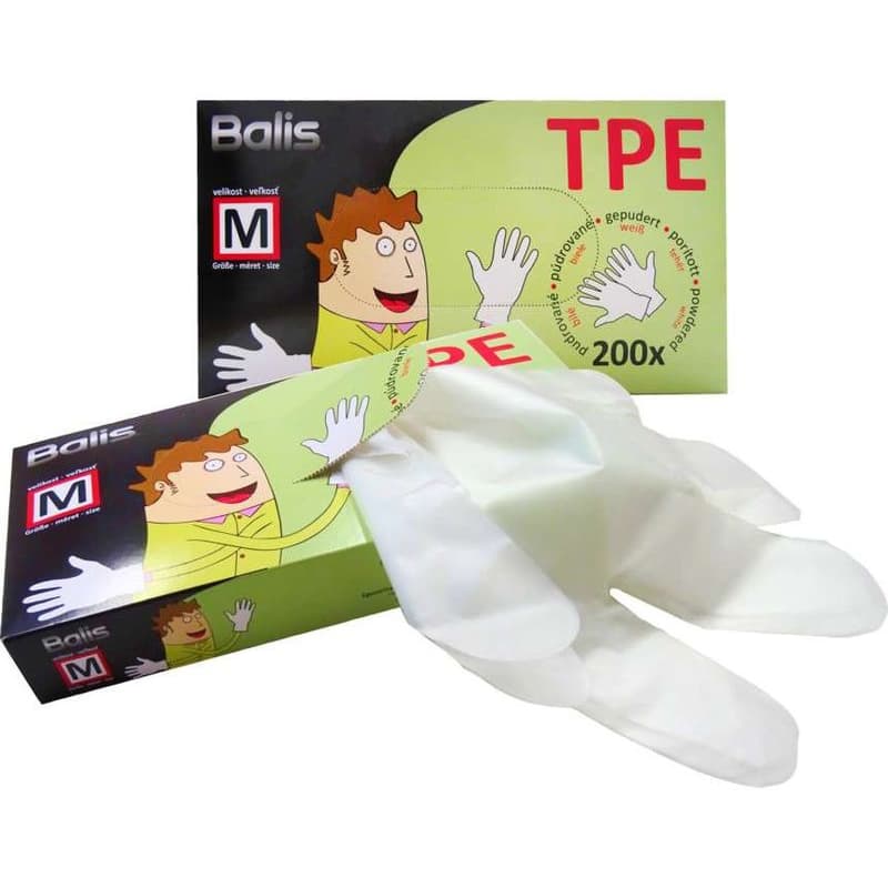 Rukavice TPE jednorazové veľ. M biele 200ks 1