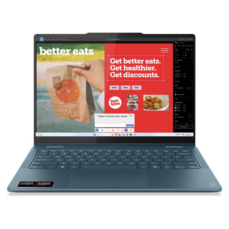 Lenovo Yoga 7 2-in-1 14AKP10 Copilot+ PC AMD Ryzen AI 5 340 Hybridné (2-in-1) 35,6 cm (14") Dotyková obrazovka WUXGA 16 GB LPDDR5x-SDRAM 512 GB SSD Wi-Fi 7 (802.11be) Windows 11 Home Nemecký Modrozelená