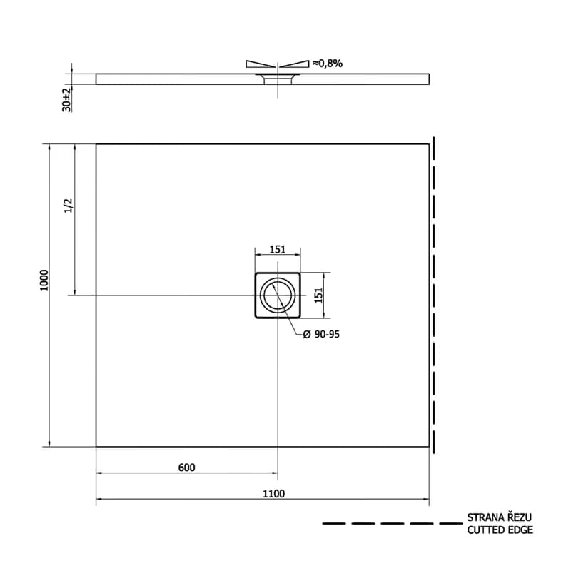 POLYSAN - FLEXIA sprchová vanička z liateho mramoru s možnosťou úpravy rozmeru 110x100cm 72922 2