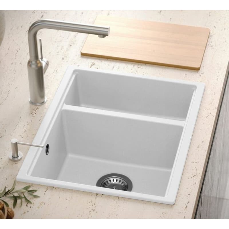 Quadron Quadron - Granitový drez Logan 150 White Oceľ HCQL5646U1-BS_U 2