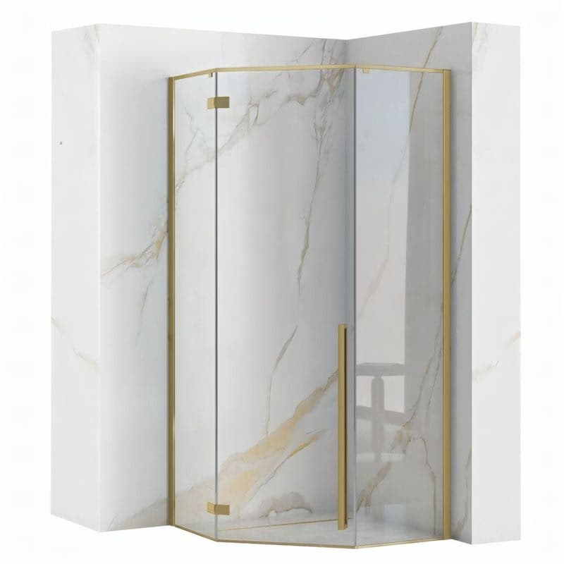 REA/S - Sprchovací kút DIAMOND 90x90 BRUSH GOLD + sprchova vanička Diamond, čierna KPL-K6507 1