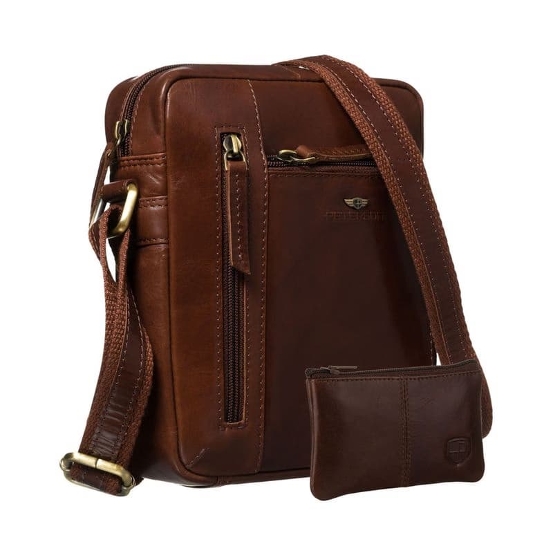 Hnedá pánska kožená crossbody taška Peterson – elegantná a praktická s viacerými priehradkami 1