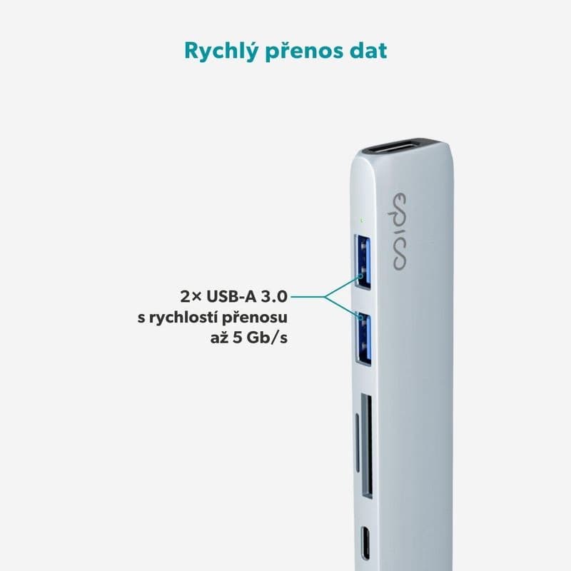 Epico 6v1 hliníkový USB-C 8K húb - modrá 3