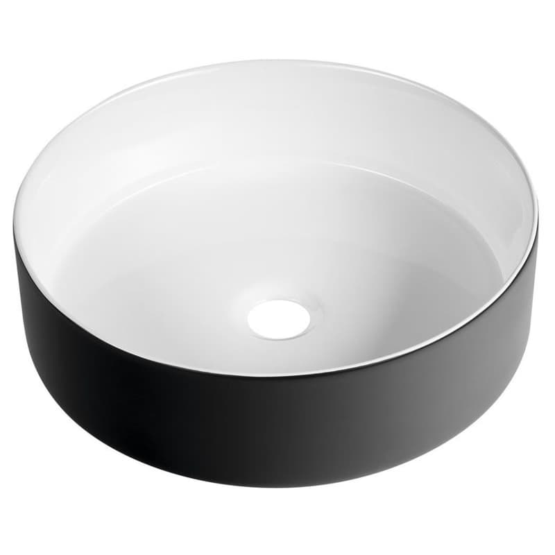 SAPHO - FIASTRA keramické umývadlo na dosku, priemer 40cm, biela/čierna mat FT801B 1