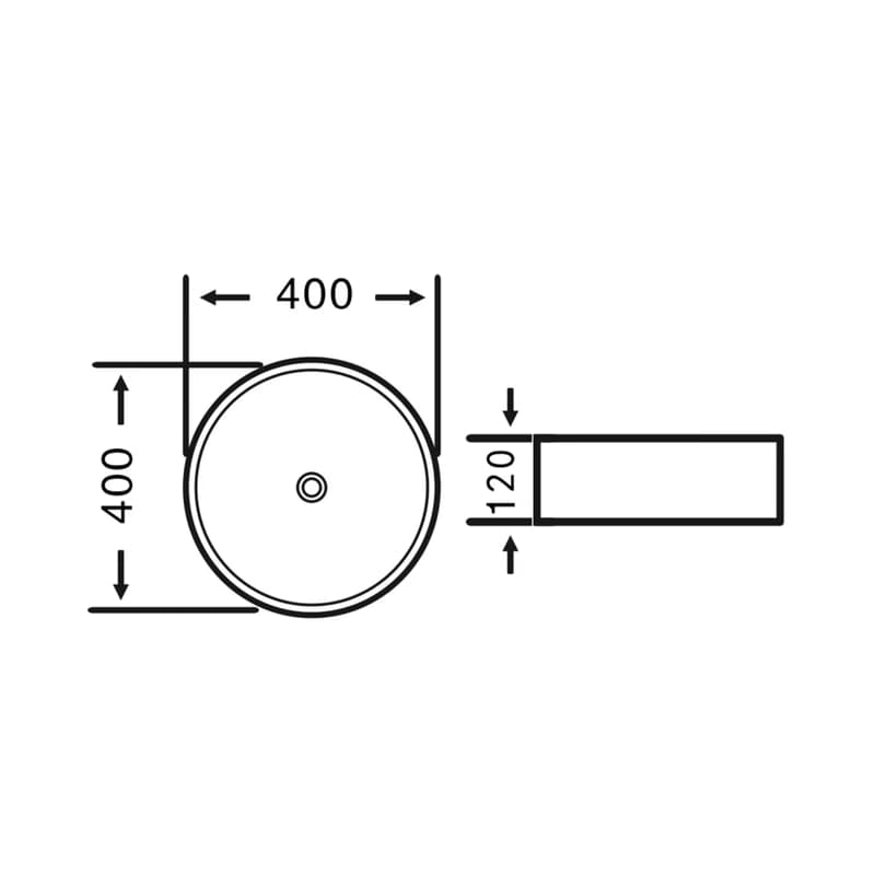 SAPHO - FIASTRA keramické umývadlo na dosku, priemer 40cm, biela/čierna mat FT801B 2
