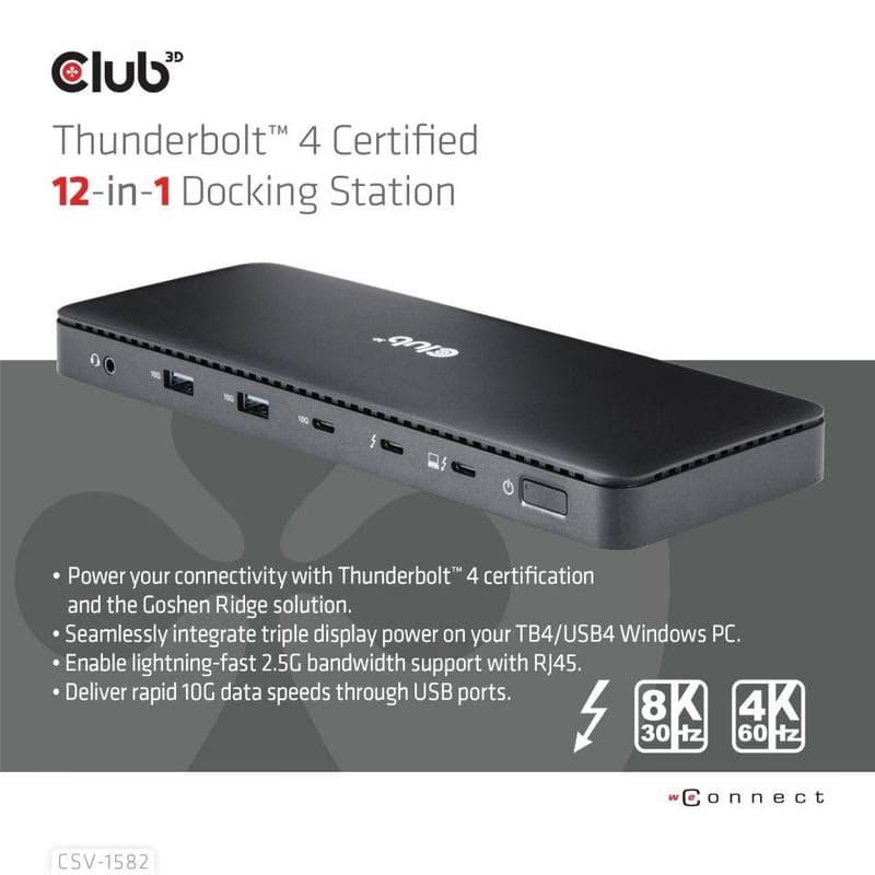 Club3D Dokovacia stanica USB-C 12v1, 1xDP, 1xHDMI, 2xUSB-C, 4xUSB, 1xRJ45, čierna 2