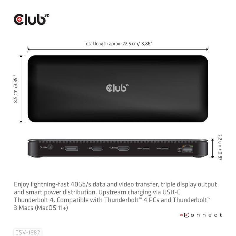 Club3D Dokovacia stanica USB-C 12v1, 1xDP, 1xHDMI, 2xUSB-C, 4xUSB, 1xRJ45, čierna 3