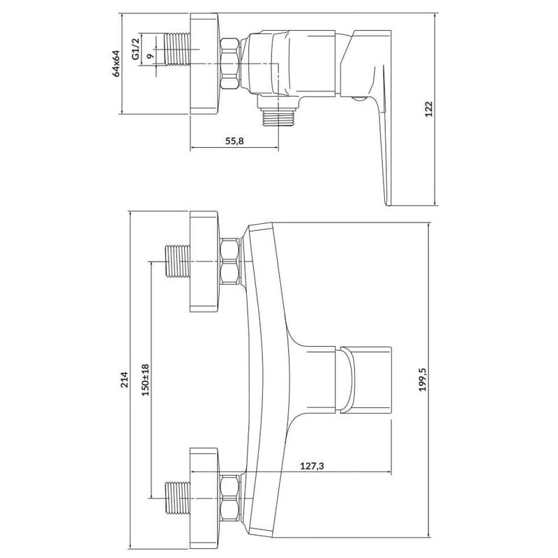 CERSANIT - Sprchová batéria LARGA zlatá MAT S951-384 2