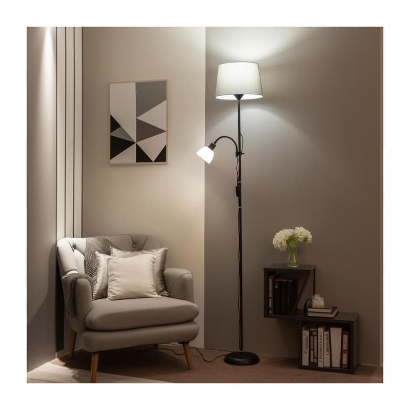 Brilagi - Stojacia lampa CERIA 1xE27/100W/230V + 1xE14/25W čierna/šedá 1xBG2825+1xEG781036 1