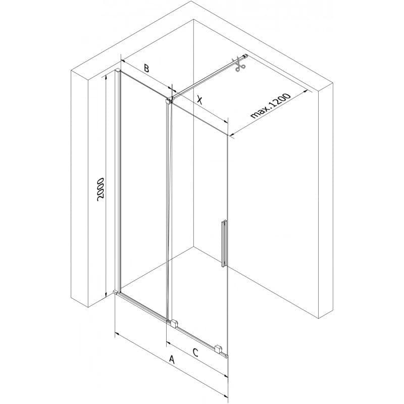 MEXEN/S - Velar Sprchová zástena posuvná Walk-in 90 x 200, grafit 8 mm, chróm 871-090-000-43-01 3