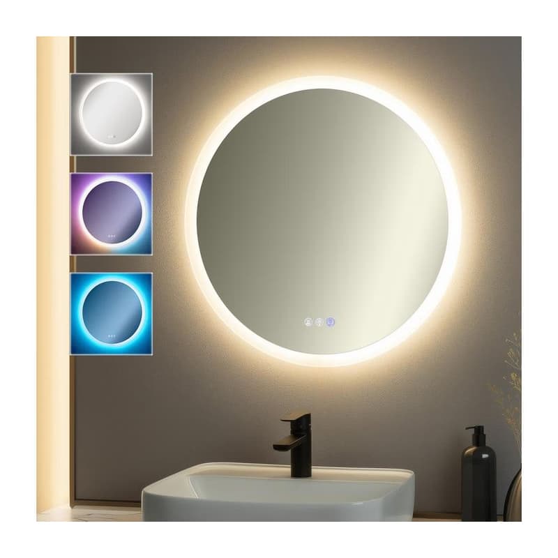 Brilagi-LED RGBW stmievateľné vyhrievané zrkadlo s podsvietením CLARA PRO LED/18W/230V priemer 60 cm IP44 FG-GM1108-19W-RGB1