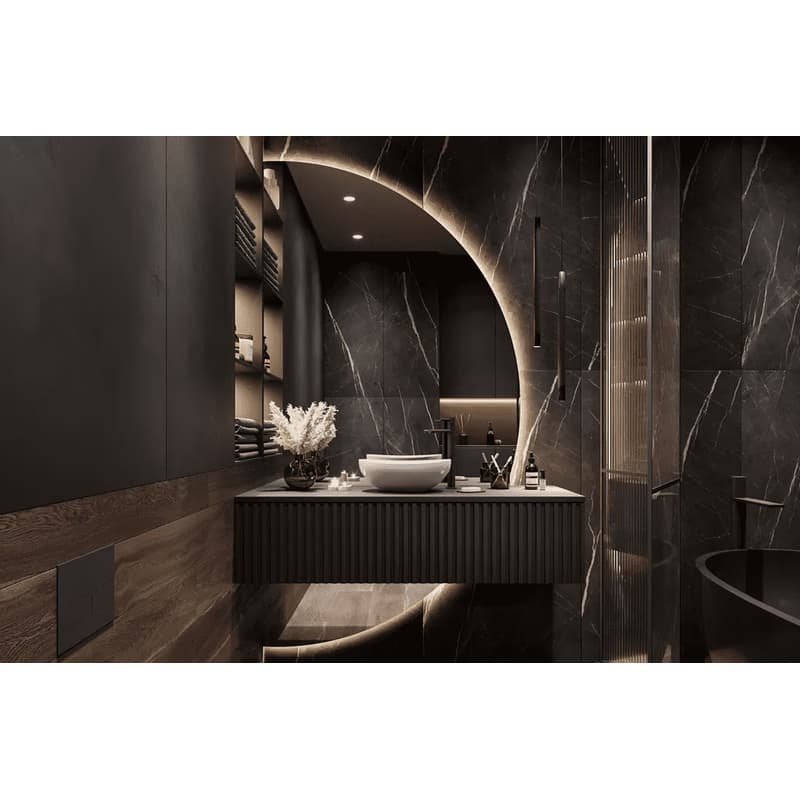 Elvisia Skrinka pod umývadlo s doskou LORE Black | 120 cm 2
