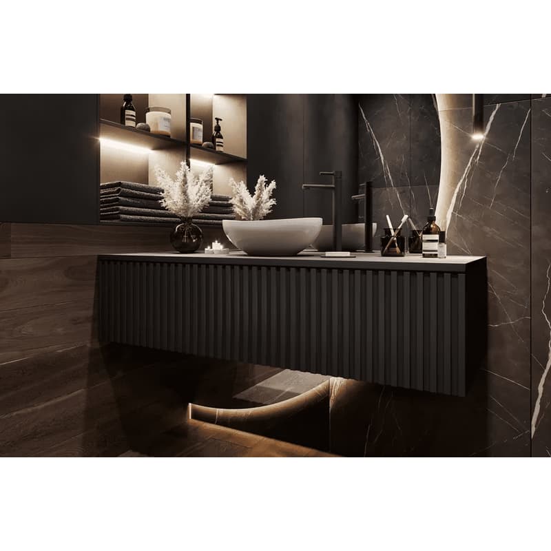 Elvisia Skrinka pod umývadlo s doskou LORE Black | 120 cm 3