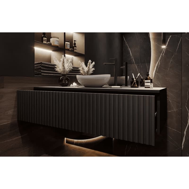 Elvisia Skrinka pod umývadlo s doskou LORE Black | 120 cm 4