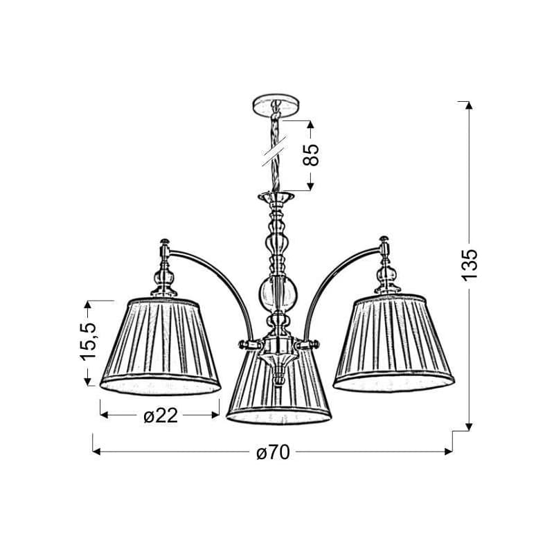 Závesná lampa patinovaný luster 3 Austin 3