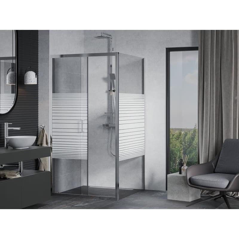 MEXEN/S - APIA sprchovací kút 100x100, dekor - pruhy, chróm 840-100-100-01-20 3