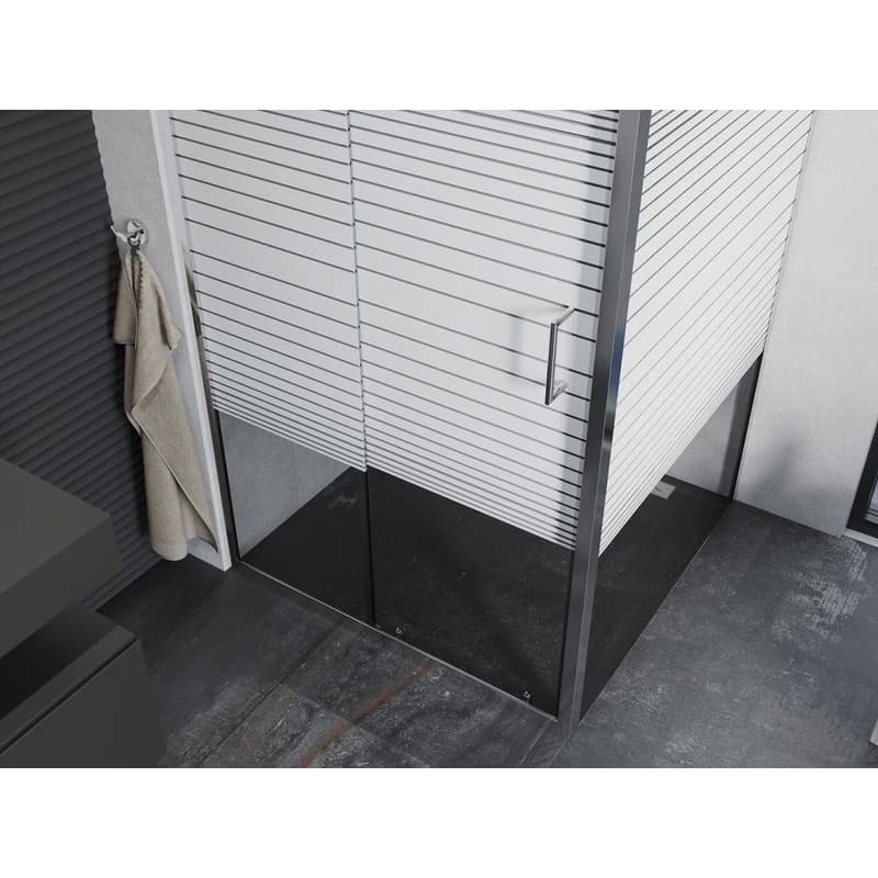 MEXEN/S - APIA sprchovací kút 100x100, dekor - pruhy, chróm 840-100-100-01-20 4