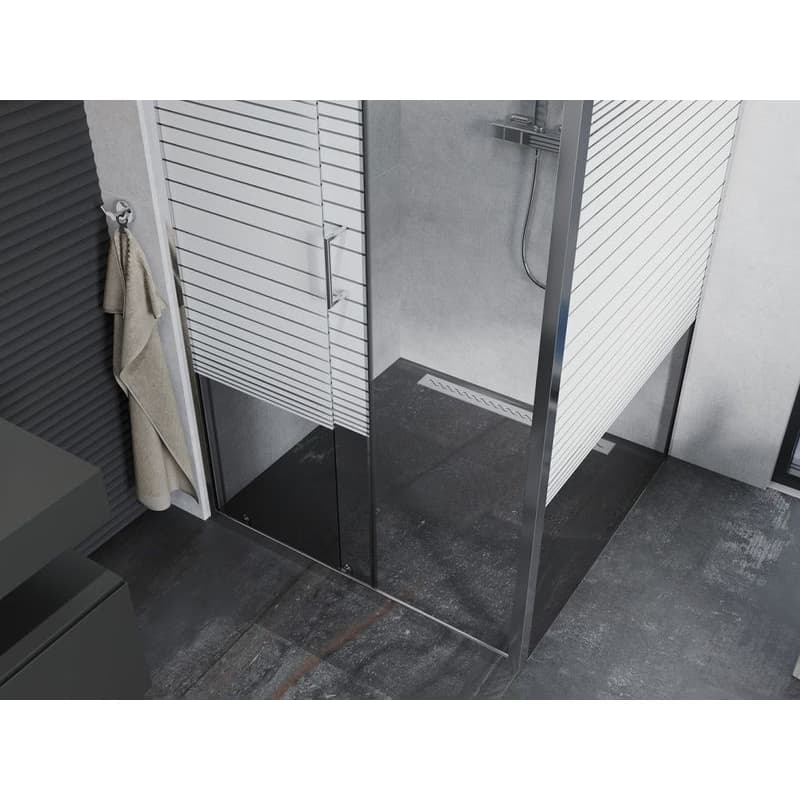 MEXEN/S - APIA sprchovací kút 100x100, dekor - pruhy, chróm 840-100-100-01-20 5