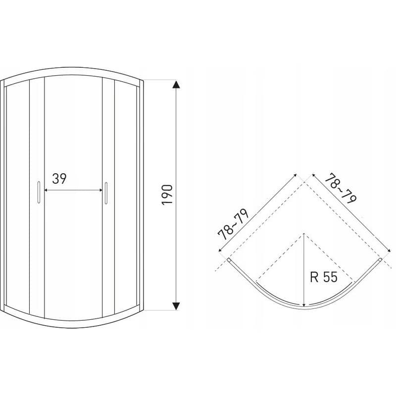 KERRA - Sprchová kabína Tiara 80x80 štvrťkruh s vaničkou 5907548112651 4
