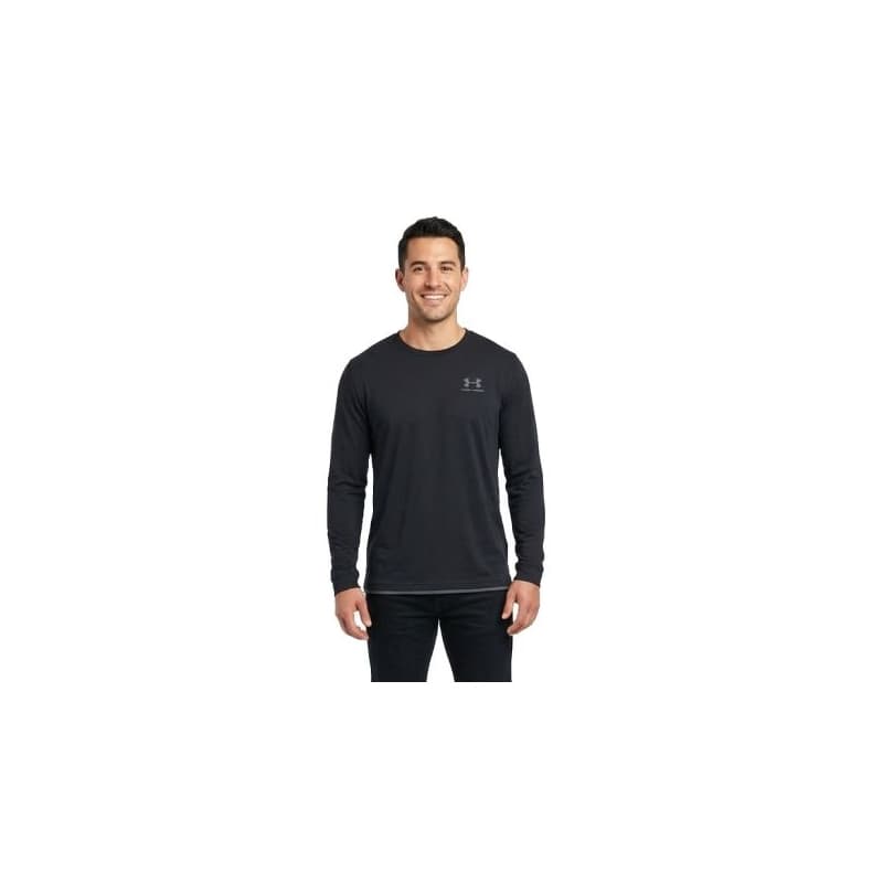 Pánske tréningové tričko s dlhým rukávom UNDER ARMOUR UA SPORTSTYLE LEFT CHEST LS-BLK