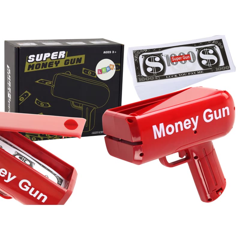 mamido Strieľacia pištoľ na peniaze červená Money Gun bankovky