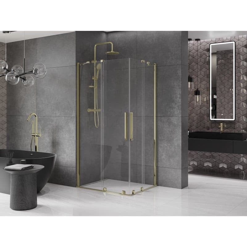 MEXEN/S - Velar Duo štvorcový sprchovací kút 90 x 80, transparent, zlatá 871-090-080-02-50 3