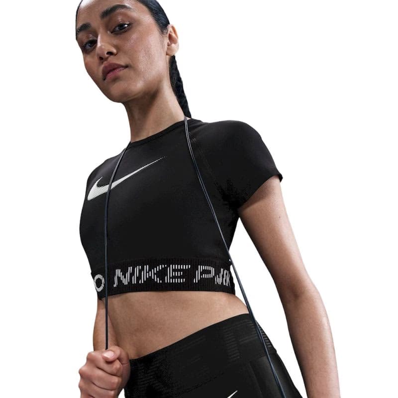 Dámske tréningové tričko s krátkym rukávom NIKE PRO W NP DF SS TOP TT GRX BLACK WHITE WHITE 3