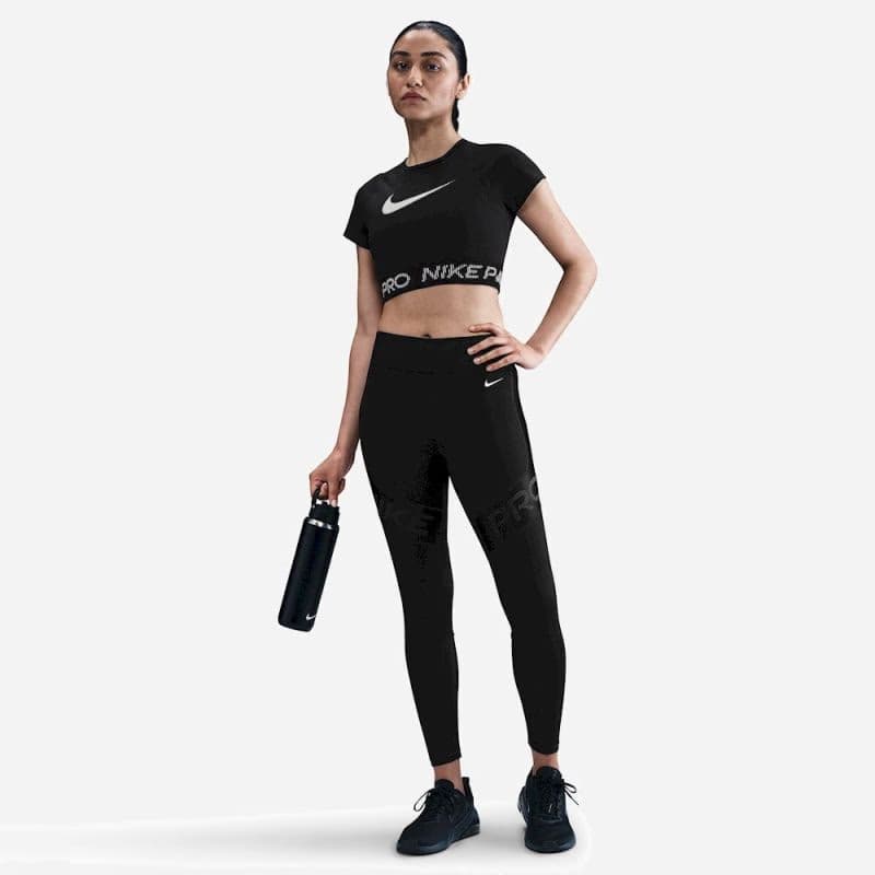 Dámske tréningové tričko s krátkym rukávom NIKE PRO W NP DF SS TOP TT GRX BLACK WHITE WHITE 4