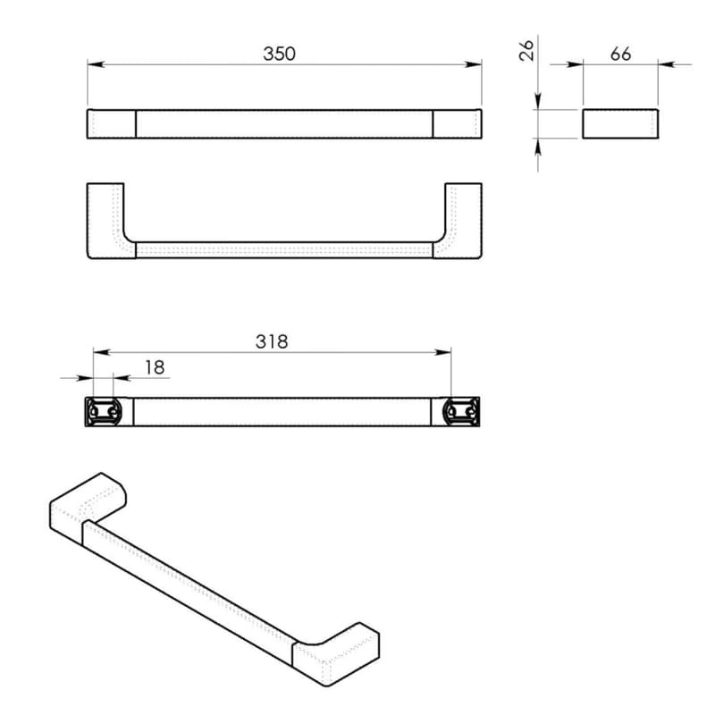 Gedy - PIRENEI držiak uterákov 350, gun metal PI213581 2