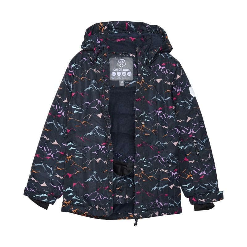 Dievčenská lyžiarska bunda COLOR KIDS Ski Jacket - AOP, total eclipse 741118.7850 3