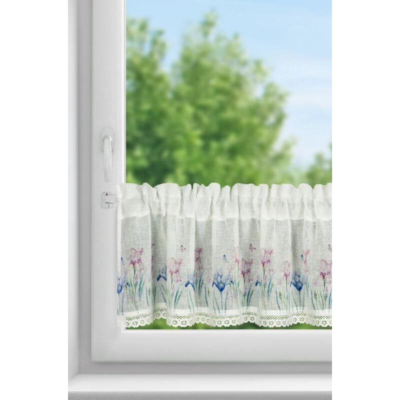 ArtFir Krátka záclona DOLOREZ P | biela/fialová 150 x 30 cm 1