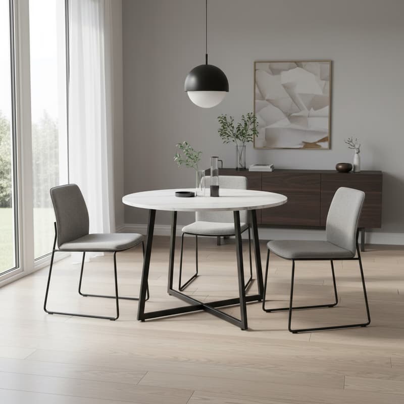 Signal Jedálenský stôl LUNA | biely efekt mramoru 90 cm 1