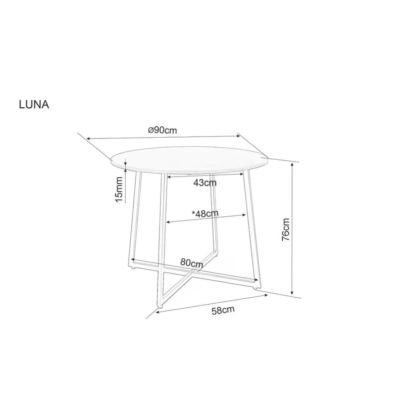 Signal Jedálenský stôl LUNA | biely efekt mramoru 90 cm 5