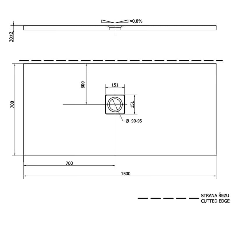 POLYSAN - FLEXIA sprchová vanička z liateho mramoru s možnosťou úpravy rozmeru 150x70cm 90131 2