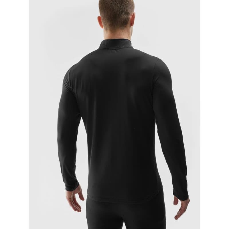 Pánska zateplená lyžiarska mikina s 1 2 zipsom 4F BRUSHED UNDERWEAR-AW23UBRUM035-20S-DEEP BLACK 3