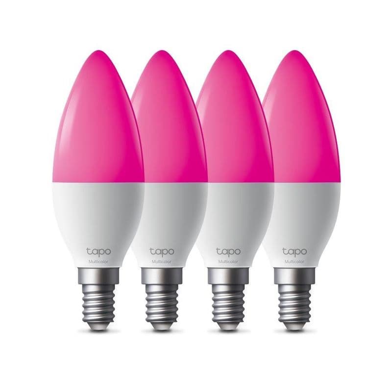 TP-Link Tapo L430C(4-pack) múdra WiFi stmievateľná LED žiarovka (farebná, 2500K-6500K, 470lm, 2, 4GHz, E14) 1