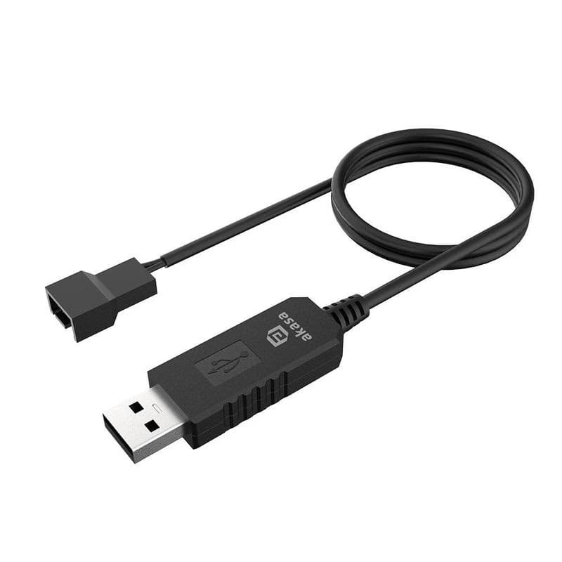 AKASA - 5V to 12V DC Step-Up Voltage Converter Cable pre USB na 3-Pin & 4-Pin PC Fan 3