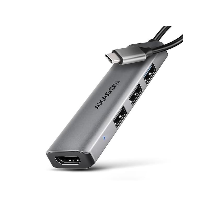 AXAGON HMC-H3A, USB 5Gbps húb, 3x USB-A, HDMI 4k/30Hz, kábel USB-C 15cm