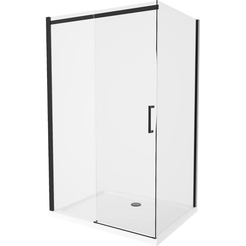 MEXEN/S - Omega sprchovací kút 130x80, transparent, čierna + biela vanička so sifónom 825-130-080-70-00-4010B 1