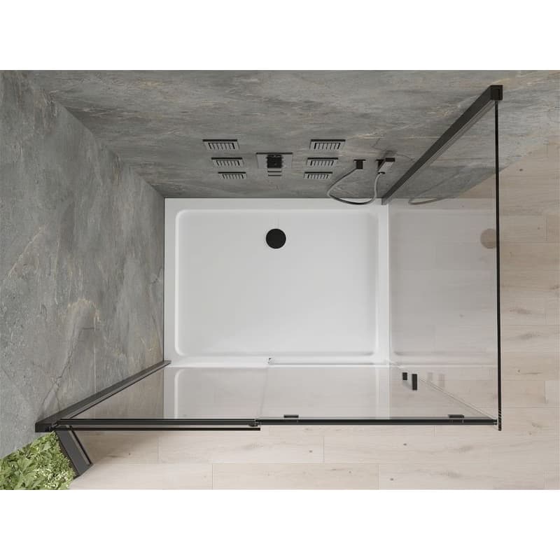 MEXEN/S - Omega sprchovací kút 130x80, transparent, čierna + biela vanička so sifónom 825-130-080-70-00-4010B 6