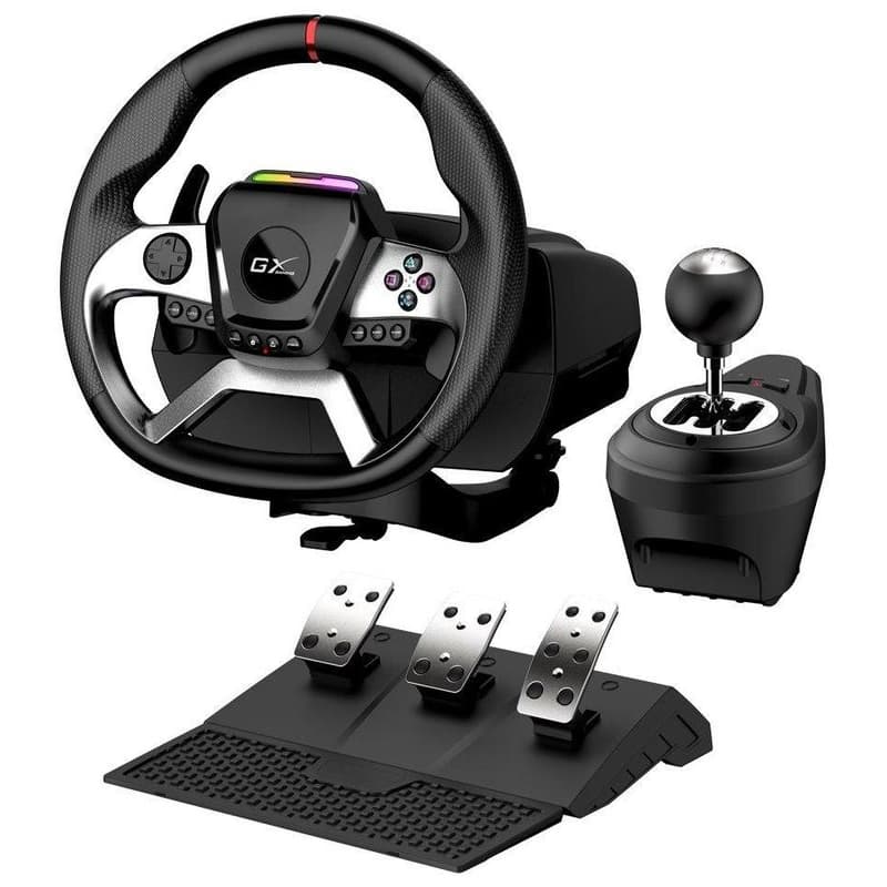 Genius GX Gaming SpeedMaster X5 FF Volant, pedále, radiaca páka, pre PC, PS4, Xbox One, vibrácie, čierno-strieborný